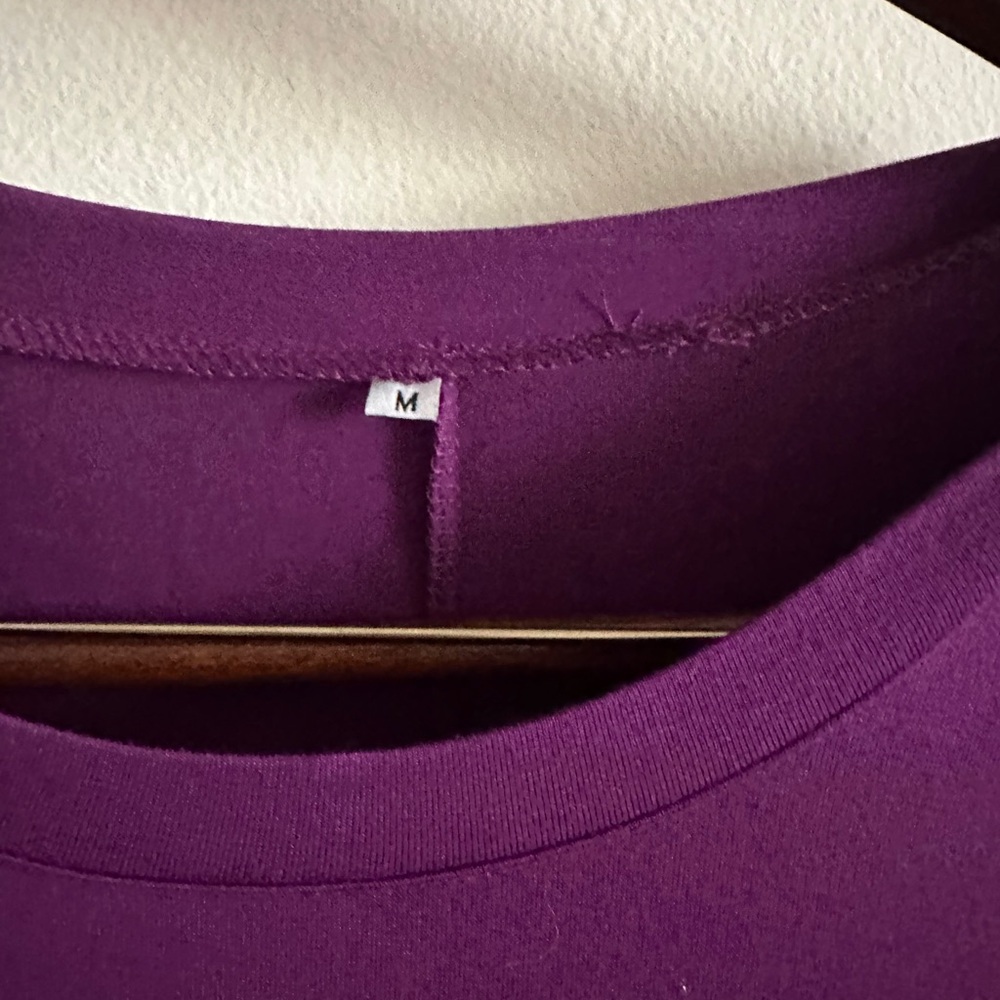 2 DRESS LOT: Purple Shirtdress/Green Wrap Dress SIZE MEDIUM Cotton Everyday 6 8 - Picture 4 of 5
